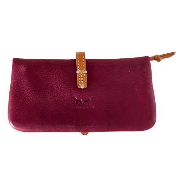 Handmade Leather Clutch Wallet Tan & Burgundy Zipper Interior Compact Design - Picture 6 of 10